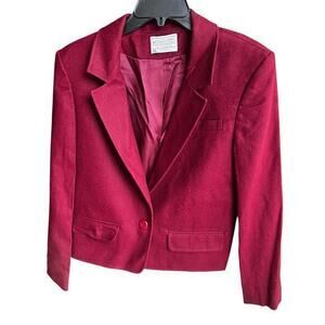 PENDLETON VTG Virgin wool cranberry red short office siren blazer sz 12 L